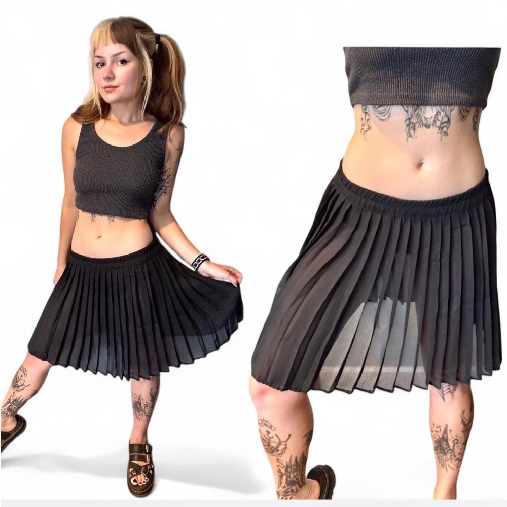 Vintage 90s BCBG Pleated Sheer Skirt